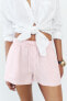 LINEN BLEND MID-RISE BERMUDA SHORTS