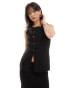 Фото #1 товара ASOS DESIGN knitted asymmetric button front waistcoat with split in black