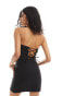 Фото #2 товара Miss Selfridge bandeau lace back mini dress in black