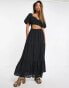 Фото #4 товара Reclaimed Vintage tie back maxi dress in black