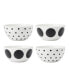 Фото #1 товара on the Dot Assorted All-Purpose Bowls 4 Piece Set, Service for 4