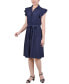 ფოტო #3 პროდუქტის Petite Belted Flutter Sleeve Printed Dress