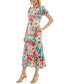 Фото #2 товара Women's Printed Keyhole Puff-Sleeve Midi Dress
