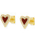 Stone & Cubic Zirconia Halo Heart Stud Earrings in 18k Gold-Plated Sterling Silver, Created for Macy's