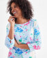 Фото #2 товара Women's Printed Pima Cotton 3/4-Sleeve Top, Created for Macy's