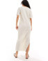 Фото #3 товара YAS plisse t-shirt maxi dress in cream - CREAM