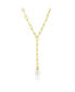 Фото #1 товара Sterling Silver or Gold Plated Over Sterling Silver Freshwater Pearl Paperclip Necklace