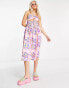 Фото #4 товара COLLUSION bandeau cut out detail summer midi dress in pink floral