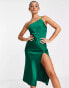 ASOS DESIGN – Satin-Midikleid in Tannengrün mit One-Shoulder-Träger grün, 46 - фото #4