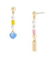 Faux Pearl Signature Charm Mismatched Linear Earrings