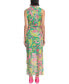 Women's Printed Mesh-Overlay Maxi Dress