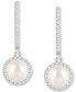 ფოტო #9 პროდუქტის Cultured Freshwater Pearl& Diamond (1/3 ct. t.w.) Halo Leverback Earrings in Sterling Silver (Also in Onyx, Turquoise, & Labradorite)