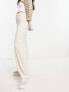 Фото #4 товара Bershka wide leg slouchy dad tailored trousers in cream