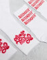 Pieces 2 pack slogan socks in white and red