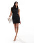 ASOS DESIGN slash neck ponte mini dress with ruched side detail in black