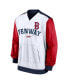 Men's White, Navy Boston Red Sox Rewind Warmup V-Neck Pullover Jacket Бело-синий, L - фото #3