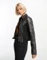 Фото #6 товара Reclaimed Vintage shrunken motor jacket with rib inserts in washed faux leather