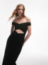 Фото #4 товара Topshop jersey bandeau ruched midi dress in black