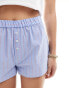 Pull&Bear woven striped boxer shorts in blue