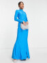 ASOS DESIGN high neck maxi dress with open back in electric blue