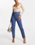 Фото #1 товара Fae high waist western style top stitch jeans in indigo blue