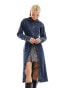 Фото #4 товара COLLUSION denim maxi washed trench in blue