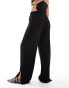 Фото #2 товара Vero Moda textured jersey split leg trouser co-ord in black