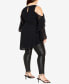 ფოტო #8 პროდუქტის Plus Size Hi Lo Cold Shoulder Long Sleeve Top