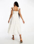 Фото #6 товара Miss Selfridge linen look frill strap tiered maxi dress in ivory