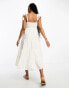 Miss Selfridge linen look frill strap tiered maxi dress in ivory