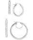 ფოტო #1 პროდუქტის 2-Pc. Set Crystal Pavé Oval & Round Hoop Earrings