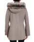 Women's Faux-Fur-Trim Hooded Wool Blend Walker Coat