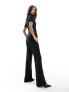 Mango jersey top tailored jumpsuit in black