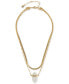 Gold-Tone Crystal Pendant Herringbone & Chain Link Convertible Layered Necklace, 16" + 3" extender