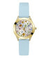 Фото #1 товара Часы и аксессуары Guess женские Аналоговые синие силиконовые наручные часы 34 мм