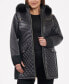 ფოტო #4 პროდუქტის Women's Plus Size Faux-Fur-Trim Hooded Quilted Coat