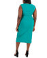 ფოტო #2 პროდუქტის Plus Size Asymmetrical-Neck Midi Dress