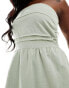 In The Style linen blend bandeau maxi dress in sage green