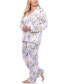 ფოტო #3 პროდუქტის Plus Size Long Sleeve Floral Pajama Set, 2-Piece