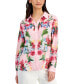 Women's Collared Long-Sleeve Button-Down Floral Top