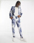 Фото #2 товара Twisted Tailor judd suit jacket in white with blue ink floral print