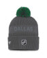 Фото #3 товара Men's Charcoal Dallas Stars Authentic Pro Home Ice Cuffed Knit Hat with Pom