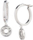 ფოტო #1 პროდუქტის Silver-Tone Logo Embossed Coin Charm Hoop Earrings