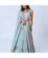 ფოტო #4 პროდუქტის Women's Shimmer Sky Blue Tiered Skirt with Blouse and Dupatta