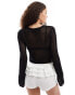 Фото #4 товара Noisy May square neck open knit top in black