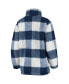 ფოტო #4 პროდუქტის Women's Navy, White Washington Capitals Plaid Sherpa Quarter-Zip Jacket