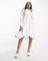 French Connection mini shirt dress with tie waist in white