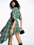 Фото #3 товара ASOS DESIGN boucle mini smock dress with frayed hem in green check