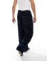 ASOS DESIGN super baggy jeans in navy with elasticated waistband