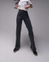 Фото #4 товара Topshop acid wash rib straight leg trouser in charcoal